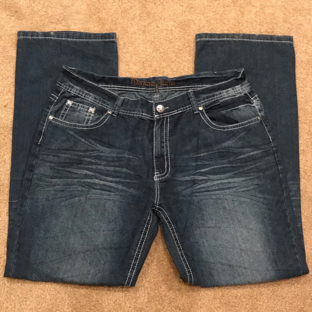 Montana Mens Medium Wash Straight Fit 40x33 Jeans